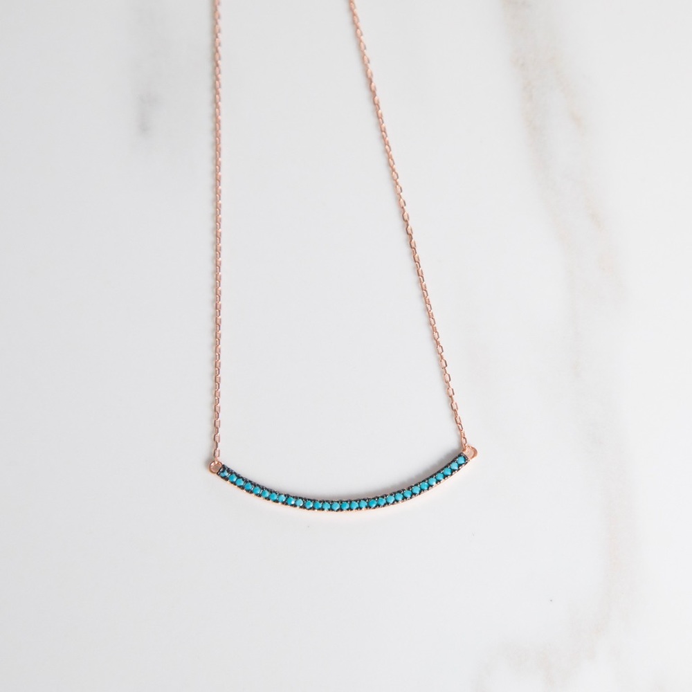 Turquoise Bar Necklace | Rose Gold 925 Silver - Picture 5 of 6